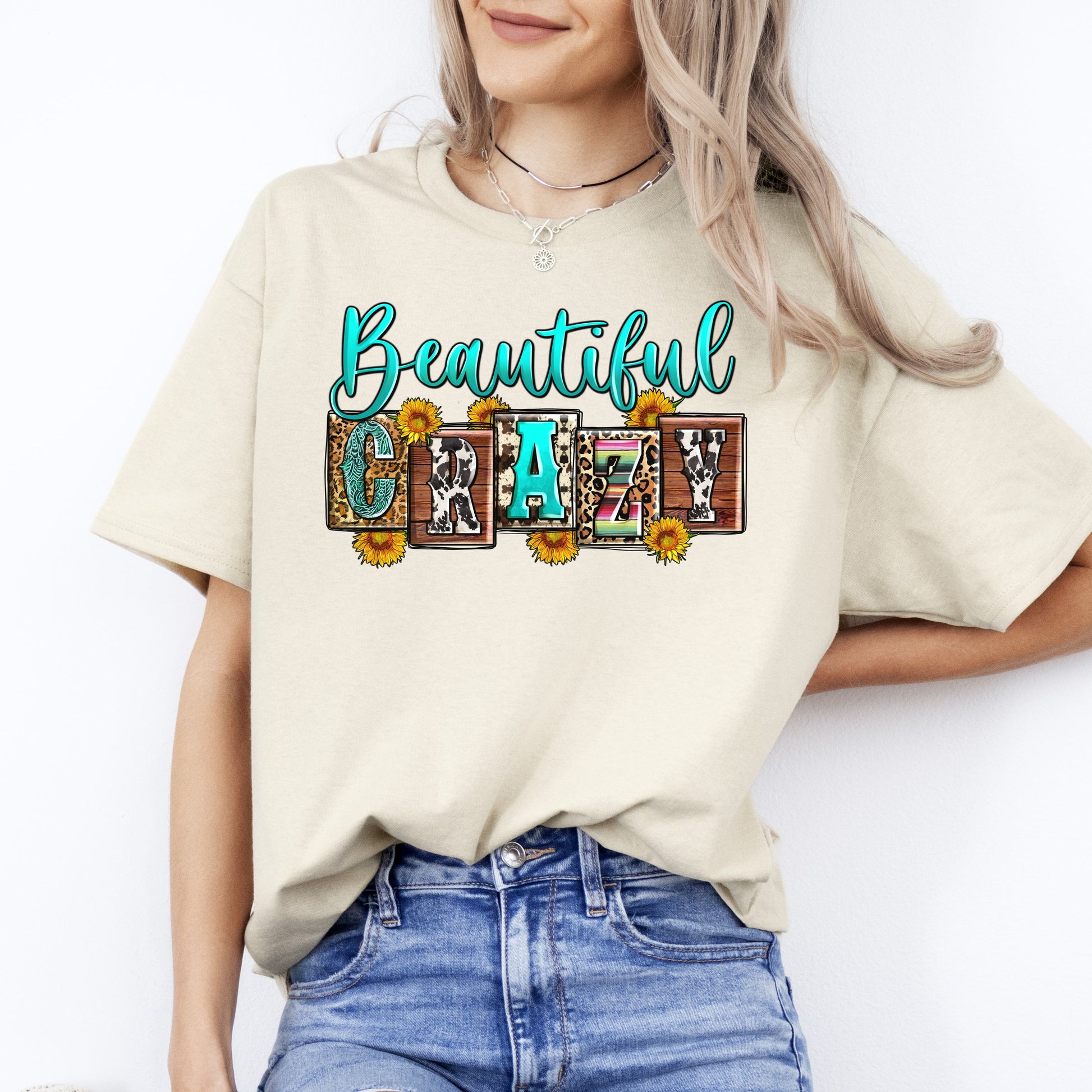 Beautiful crazy T-Shirt Texas Western girl Unisex tee Sand White Sport Grey-Sand-Family-Gift-Planet