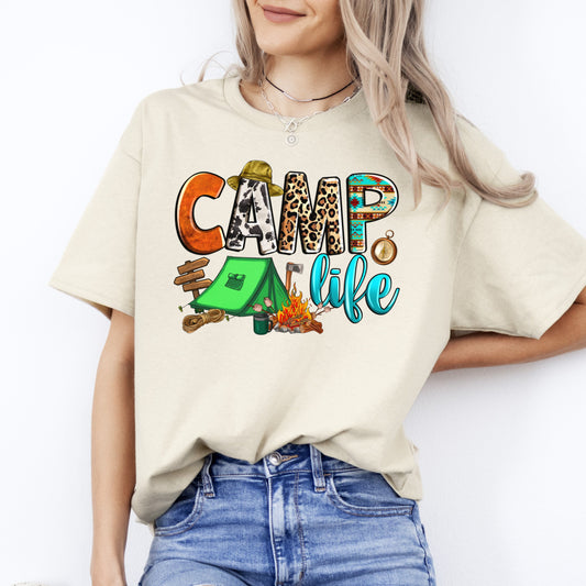 Camp life T-Shirt summer tent camper Unisex tee White Sand Sport Grey-Sand-Family-Gift-Planet