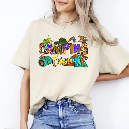 Camping crew T-Shirt Summer camp squad Unisex tee White Sand Sport Grey-Sand-Family-Gift-Planet