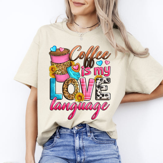 Coffee is my love language T-Shirt Barista coffee lover Unisex tee White Sand Sport Grey-Sand-Family-Gift-Planet
