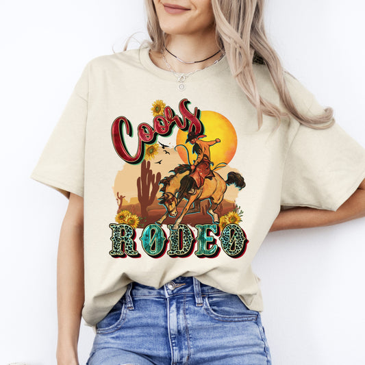Coors Rodeo T-Shirt Western Texas Rodeo cowboy Unisex tee White Sand Sport Grey-Sand-Family-Gift-Planet