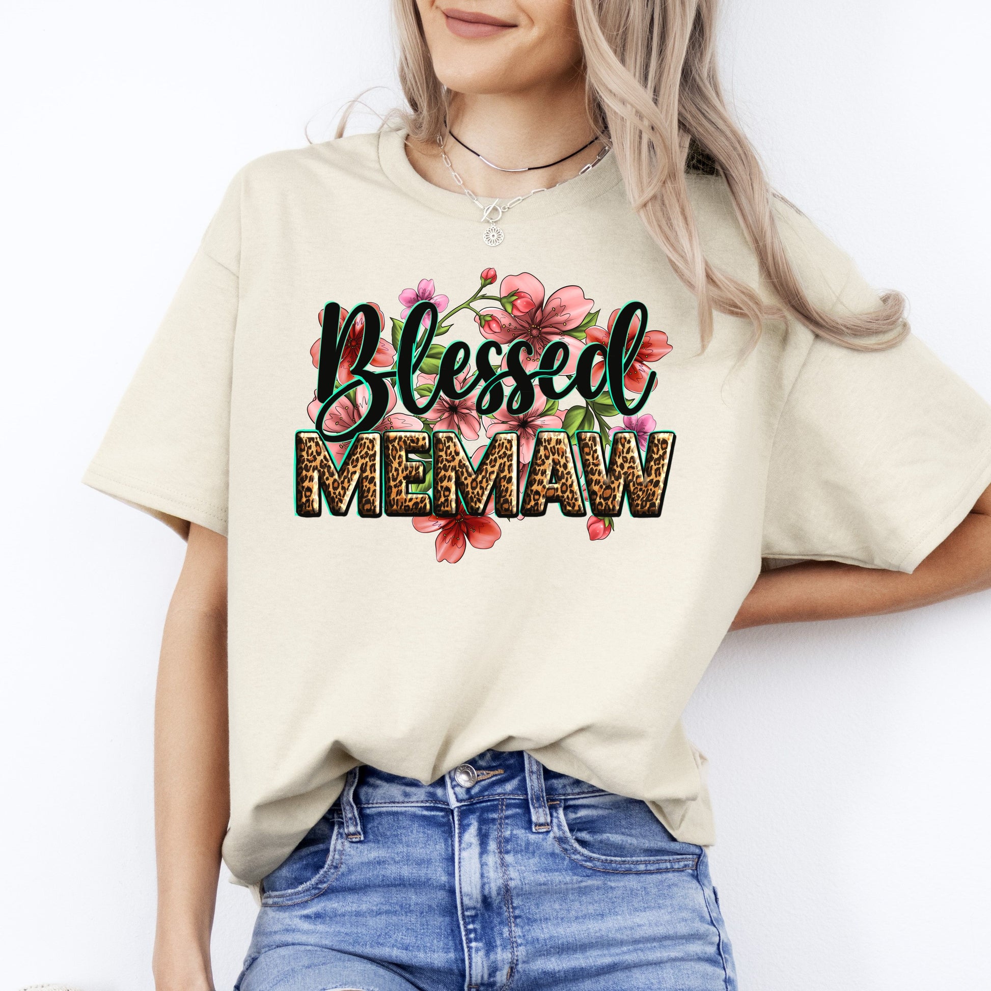 Floral Blessed Memaw T-Shirt gift Blessed Grandma Mother's Day gift Unisex tee Sand White Sport Grey-Sand-Family-Gift-Planet