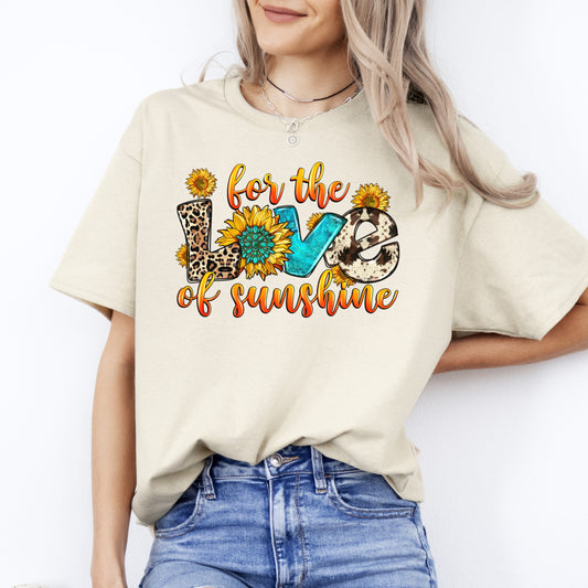 For the love of sunshine T-Shirt gift Sunflowers summer love Unisex tee Sand White Sport Grey-Sand-Family-Gift-Planet