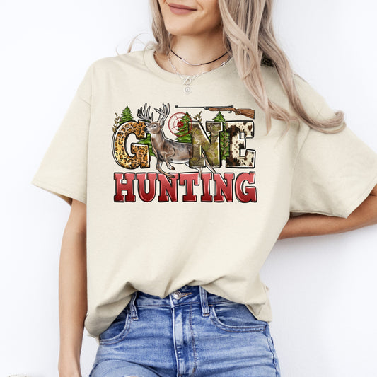 Gone hunting T-Shirt gift Hunter girl Unisex tee Sand White Sport Grey-Sand-Family-Gift-Planet
