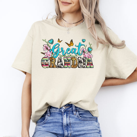 Great Grandma flowers T-Shirt gift Great grandmother floral Unisex tee Sand White Sport Grey-Sand-Family-Gift-Planet