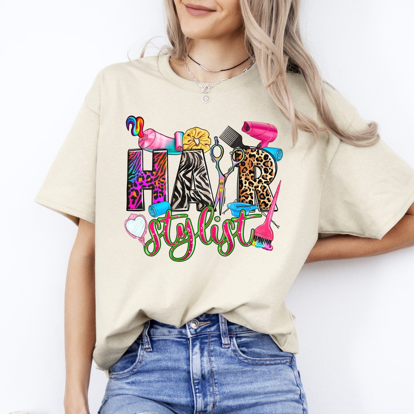 Hair stylist T-Shirt gift Colorful Hair dresser Haircutter Unisex tee Sand White Sport Grey-Sand-Family-Gift-Planet