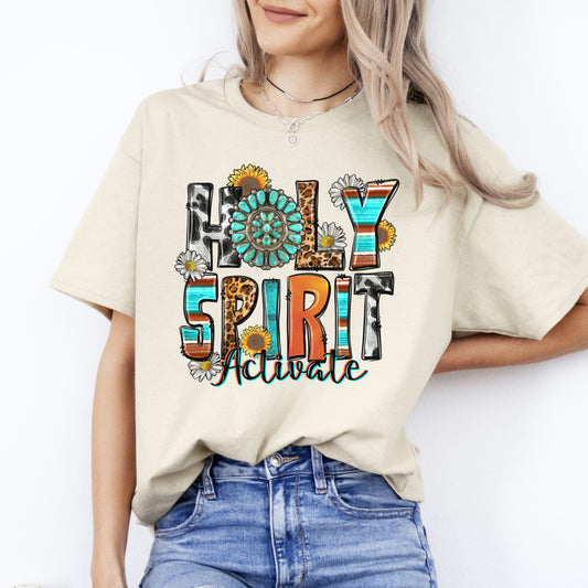 Holy spirit activate T-Shirt gift Christian viral guote Unisex tee Sand White Sport Grey-Sand-Family-Gift-Planet