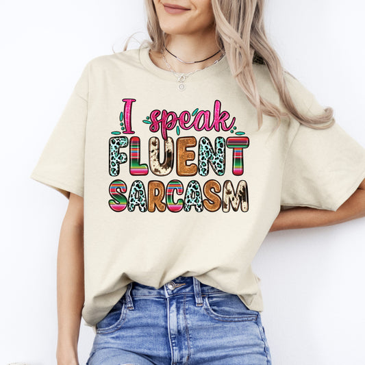 I speak fluent sarcasm T-Shirt Sarcastic Unisex Tee Sand White Sport Grey-Sand-Family-Gift-Planet