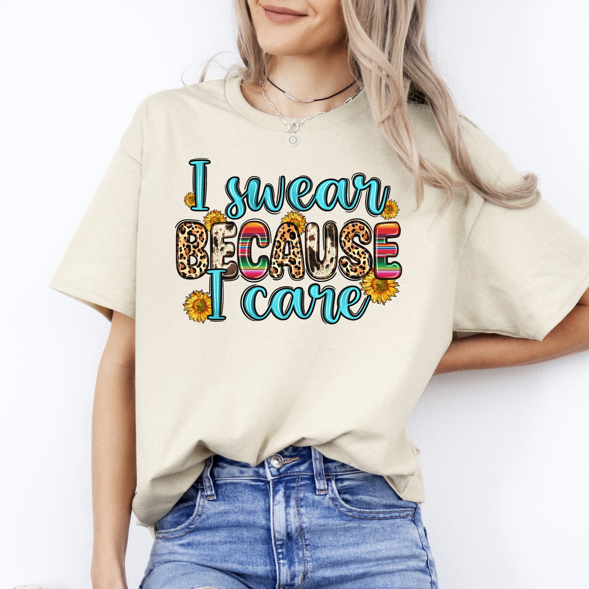 I swear because I care T-Shirt Mama Unisex Tee Sand White Sport Grey-Sand-Family-Gift-Planet