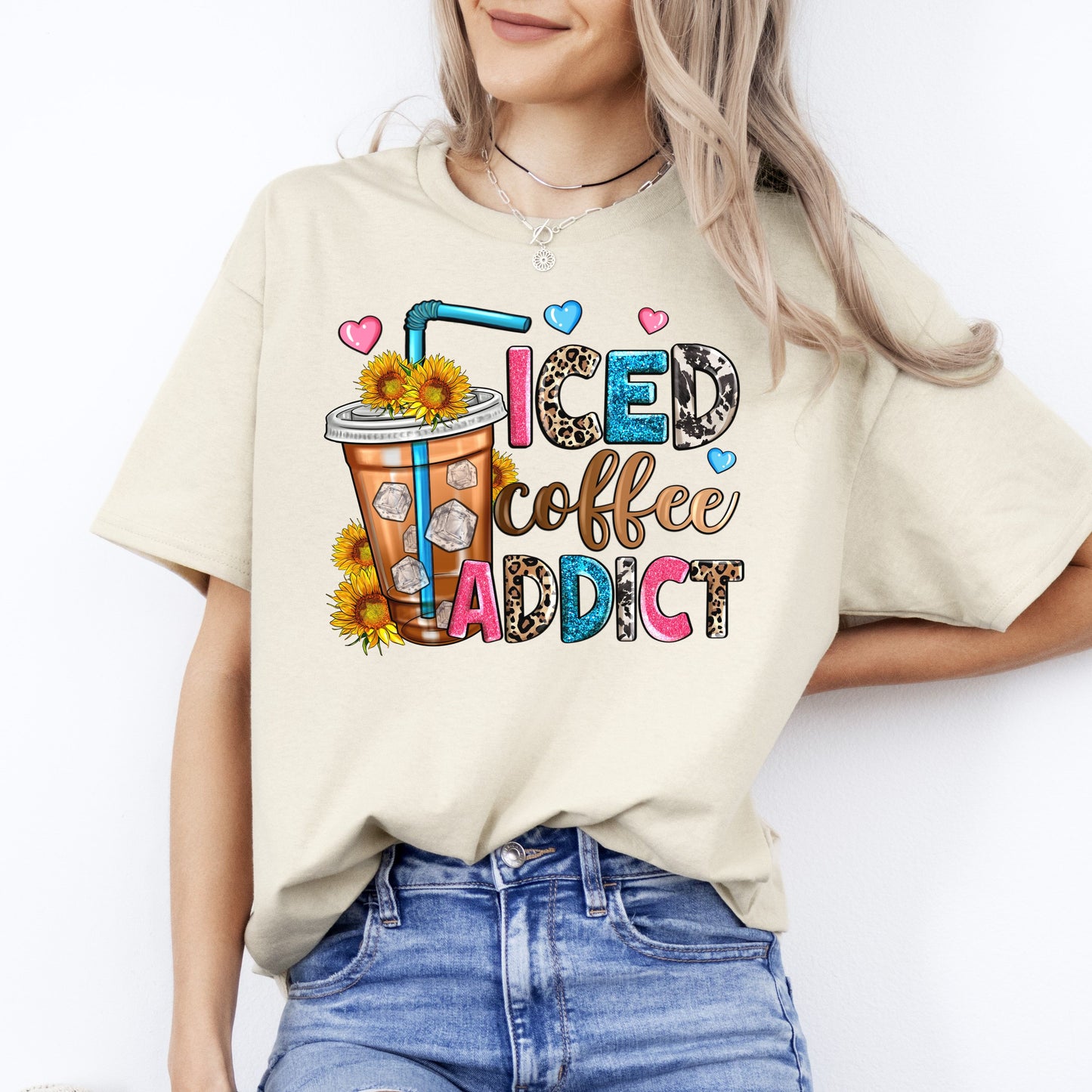 Iced coffee addict T-Shirt Iced coffee lover Unisex Tee Sand White Sport Grey-Sand-Family-Gift-Planet