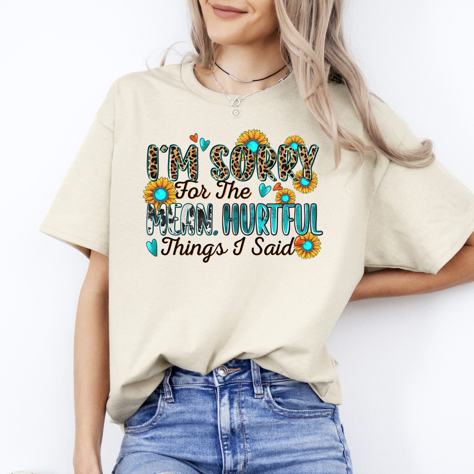 I'm sorry for the mean hurtful things I said T-Shirt gift Funny sarcastic Unisex tee Sand White Sport Grey-Sand-Family-Gift-Planet