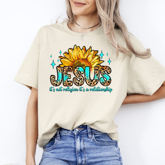 Jesus it's not religion it's a relationship T-Shirt gift Christian faith Unisex tee Sand White Sport Grey-Sand-Family-Gift-Planet
