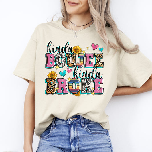 Kinda boujee kinda broke T-Shirt gift Unisex tee Sand White Sport Grey-Sand-Family-Gift-Planet