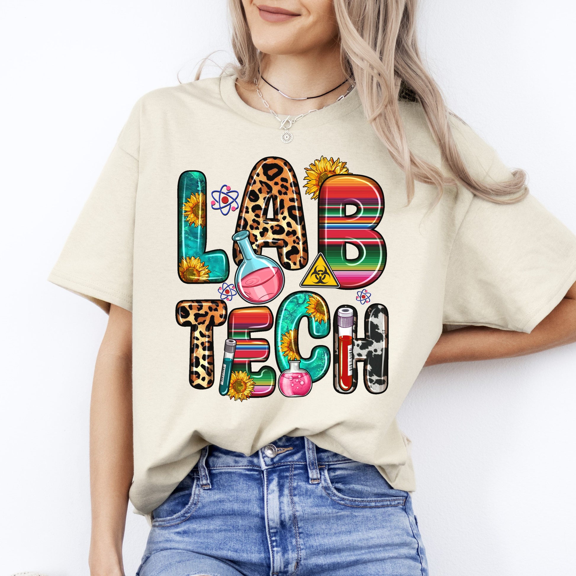 Lab tech T-Shirt gift Laboratory Technician Unisex tee Sand White Sport Grey-Sand-Family-Gift-Planet