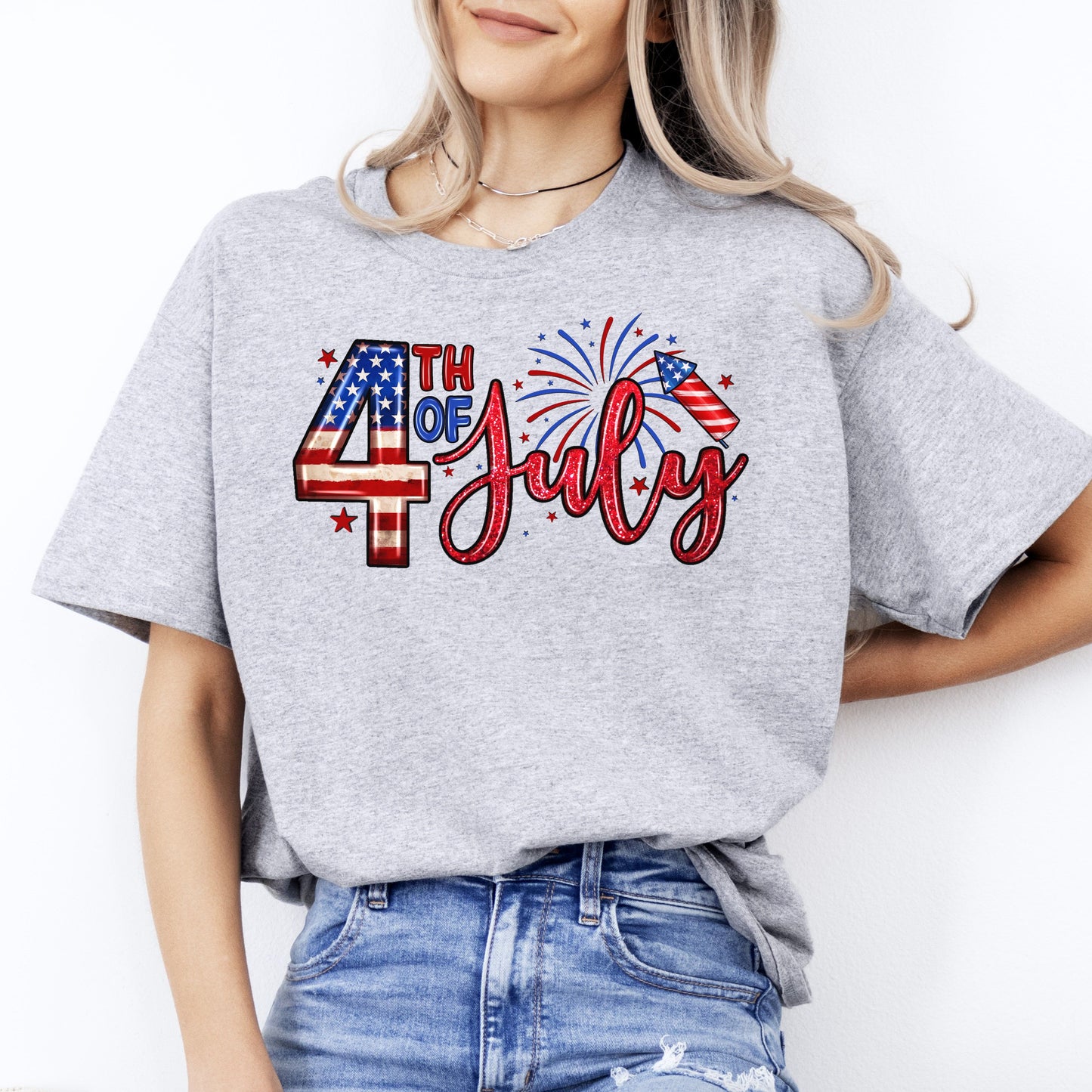 4th of July T-Shirt American flag Fourth of July celebration Unisex tee White Sand Grey-Sport Grey-Family-Gift-Planet