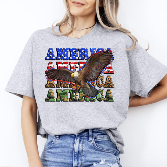 America American Eagle T-Shirt USA patriotic Unisex tee White Sand Grey-Sport Grey-Family-Gift-Planet