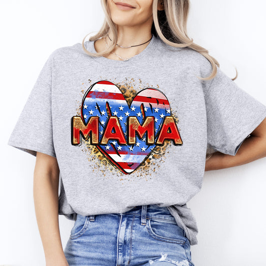 American Mama heart T-Shirt US flag heart mom Unisex tee White Sand Grey-Sport Grey-Family-Gift-Planet