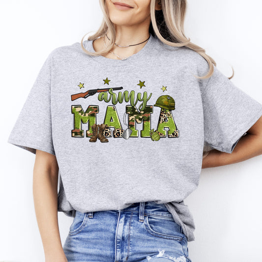 Army mama T-Shirt Military mom Unisex tee White Sand Grey-Sport Grey-Family-Gift-Planet