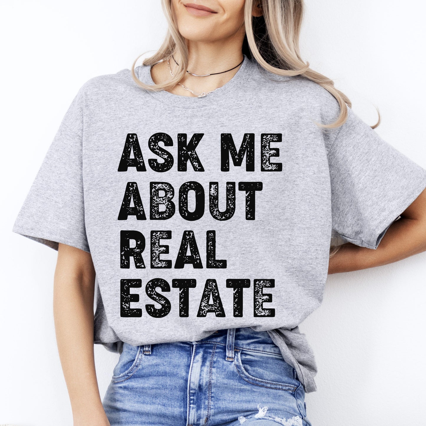 Ask me about real estate Realtor T-Shirt gift Real estate agent tee-Sport Grey-Family-Gift-Planet