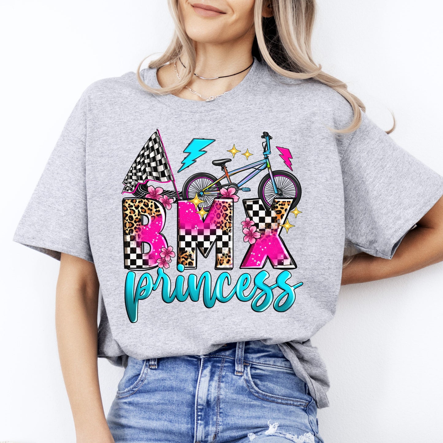 BMX Princess T-Shirt Bicycle race princess Unisex tee Sand White Sport Grey-Sport Grey-Family-Gift-Planet