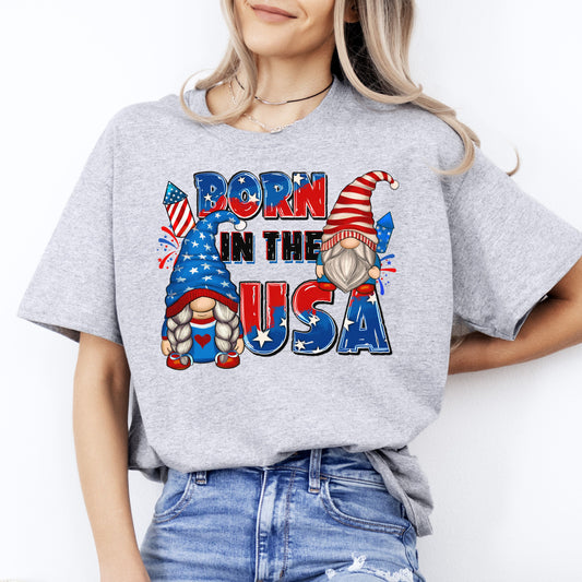 Born in the USA T-Shirt American patriotic July 4th Unisex tee Sand White Sport Grey-Family-Gift-Planet