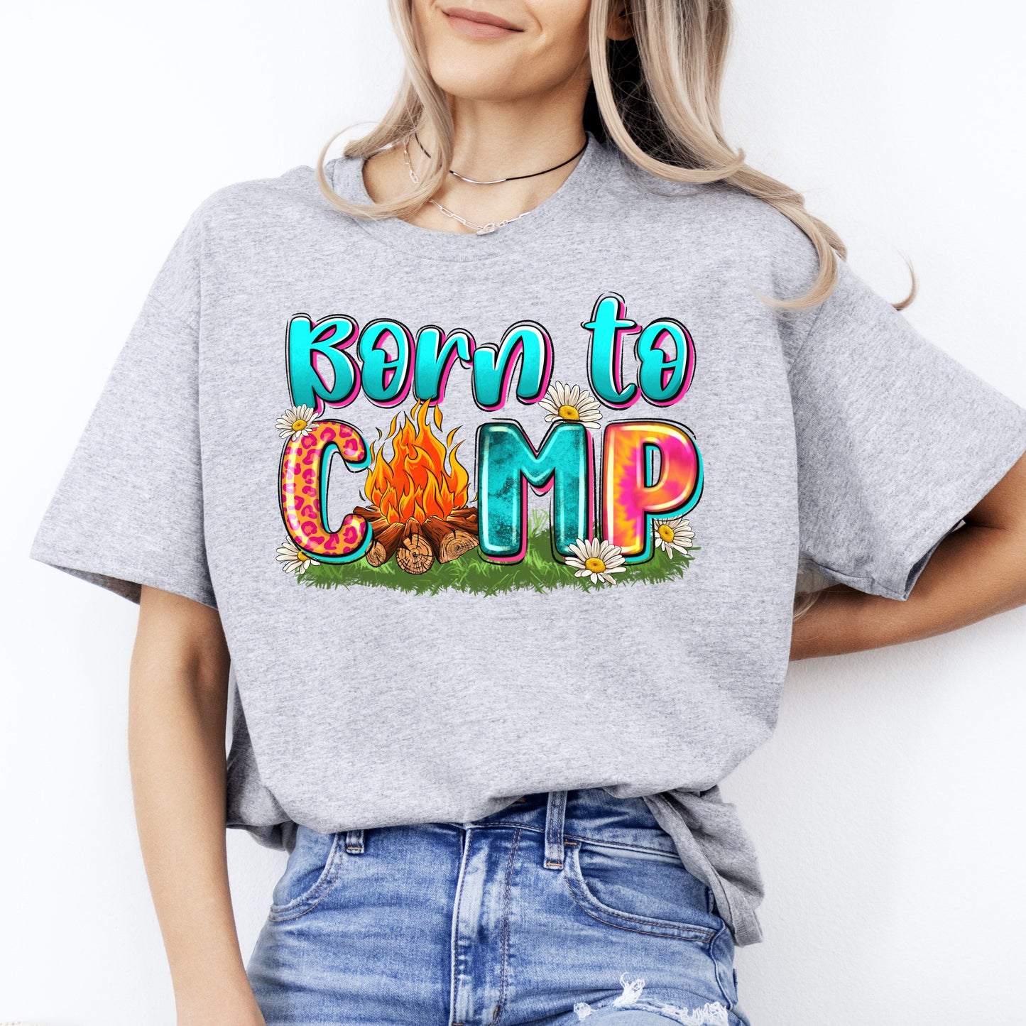 Born to camp T-Shirt traveler adventure Camper Unisex tee Sand White Sport Grey-Sport Grey-Family-Gift-Planet