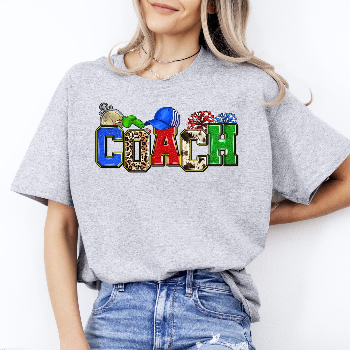 Coach T-Shirt School coach cheer coach basketball coach Unisex tee White Sand Sport Grey-Sport Grey-Family-Gift-Planet