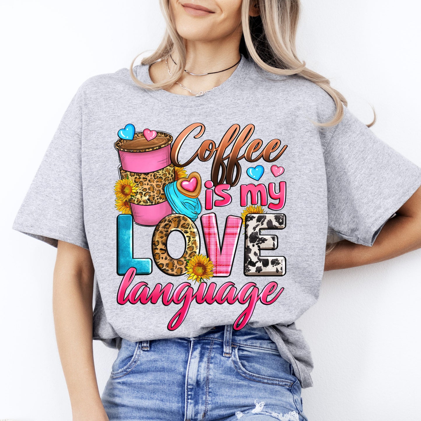 Coffee is my love language T-Shirt Barista coffee lover Unisex tee White Sand Sport Grey-Sport Grey-Family-Gift-Planet