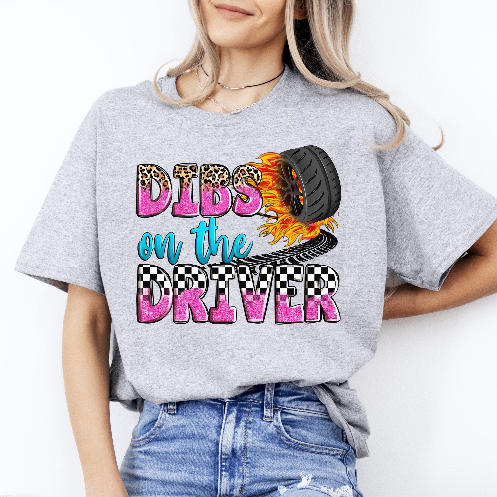 Dibs on the driver T-Shirt gift Racer wife truck driver girlfriend Unisex Tee Sand White Sport Grey-Sport Grey-Family-Gift-Planet