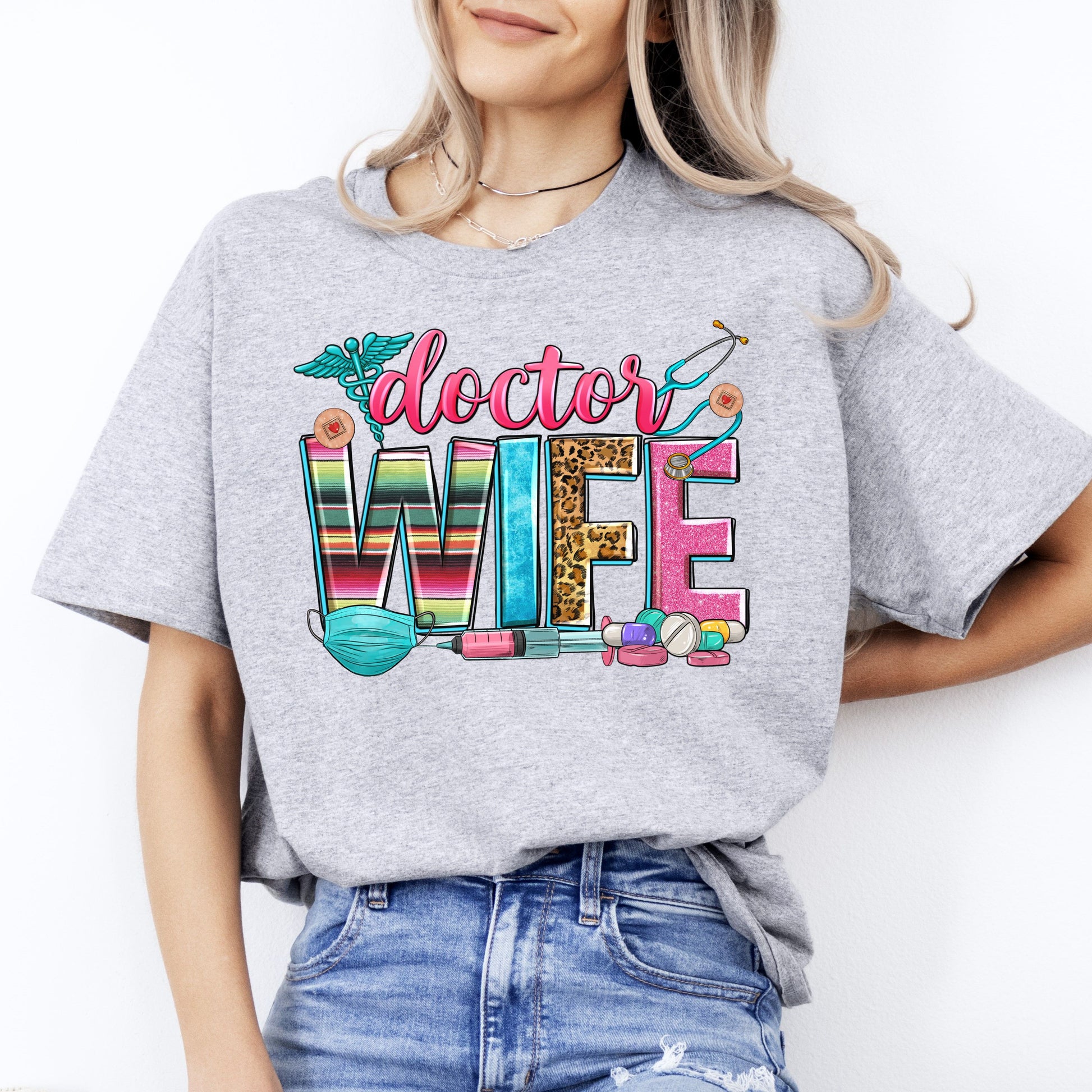 Doctor wife T-Shirt gift Dibs on the doctor physician Unisex Tee Sand White Sport Grey-Sport Grey-Family-Gift-Planet