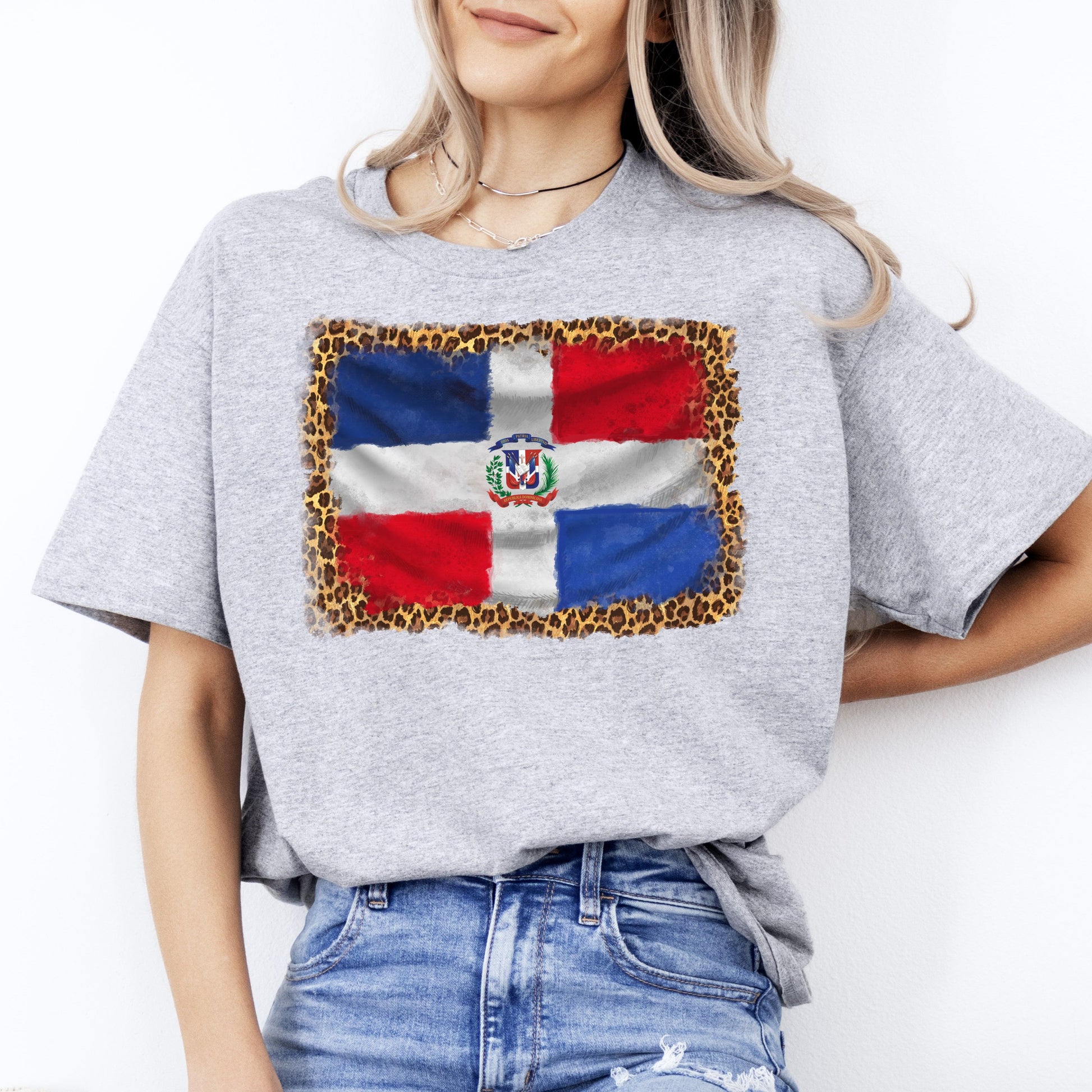 Dominican flag T-Shirt gift Dominican republic girl Unisex Tee Sand White Sport Grey-Sport Grey-Family-Gift-Planet