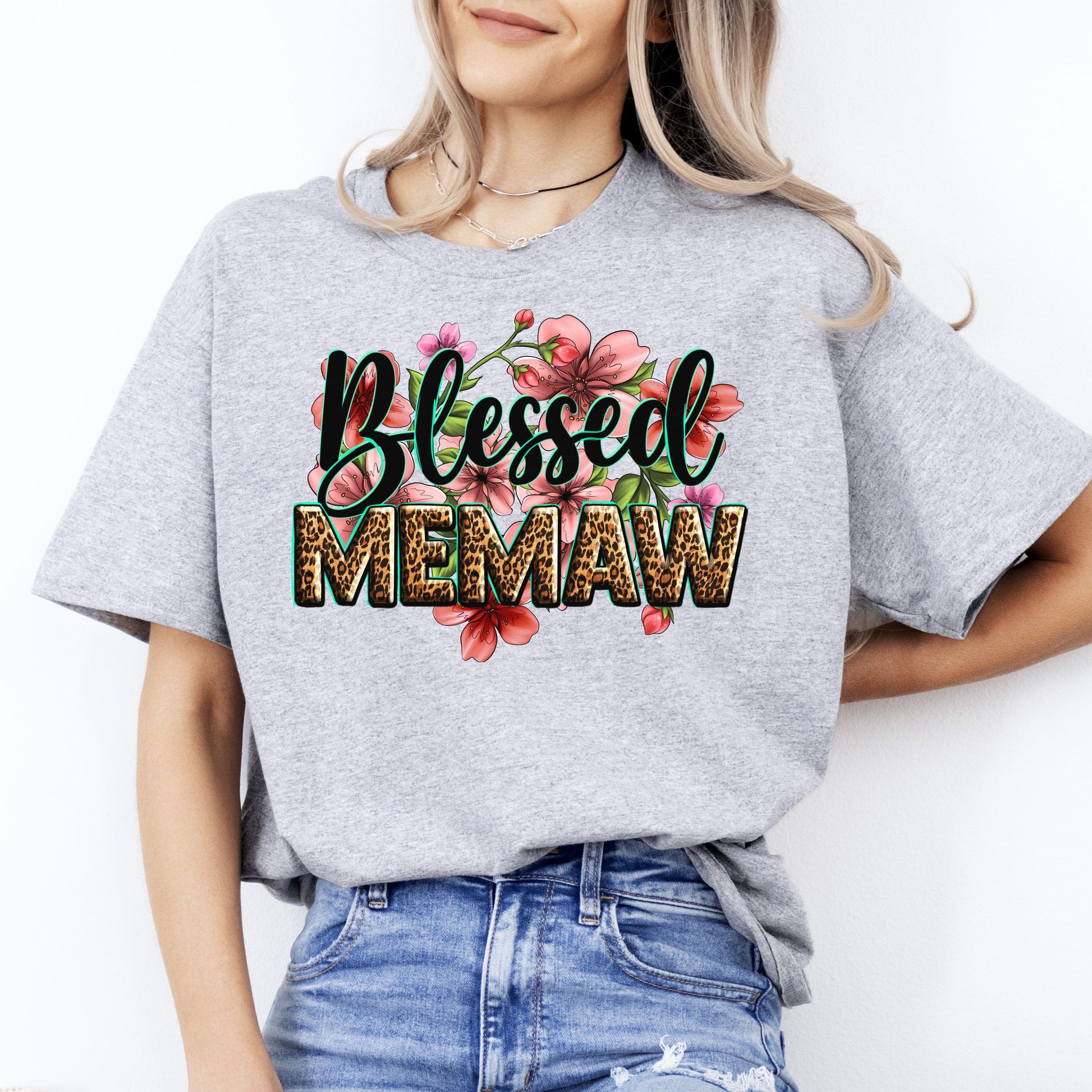 Floral Blessed Memaw T-Shirt gift Blessed Grandma Mother's Day gift Unisex tee Sand White Sport Grey-Sport Grey-Family-Gift-Planet