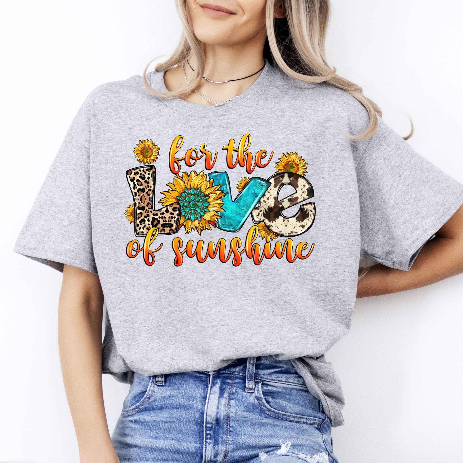 For the love of sunshine T-Shirt gift Sunflowers summer love Unisex tee Sand White Sport Grey-Sport Grey-Family-Gift-Planet