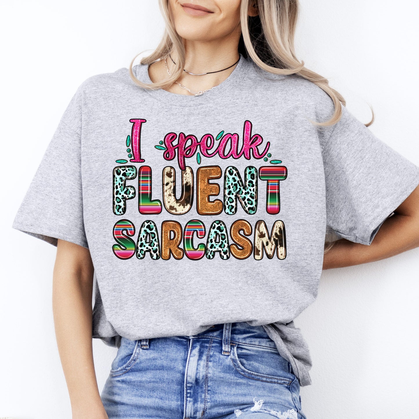 I speak fluent sarcasm T-Shirt Sarcastic Unisex Tee Sand White Sport Grey-Sport Grey-Family-Gift-Planet