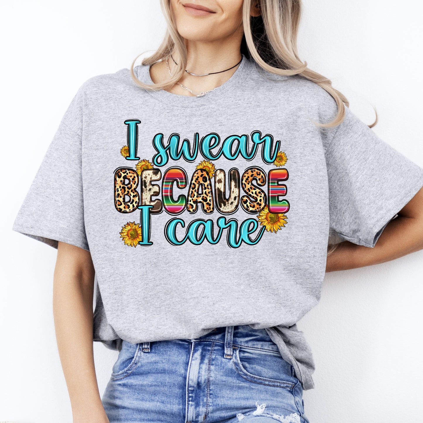 I swear because I care T-Shirt Mama Unisex Tee Sand White Sport Grey-Sport Grey-Family-Gift-Planet