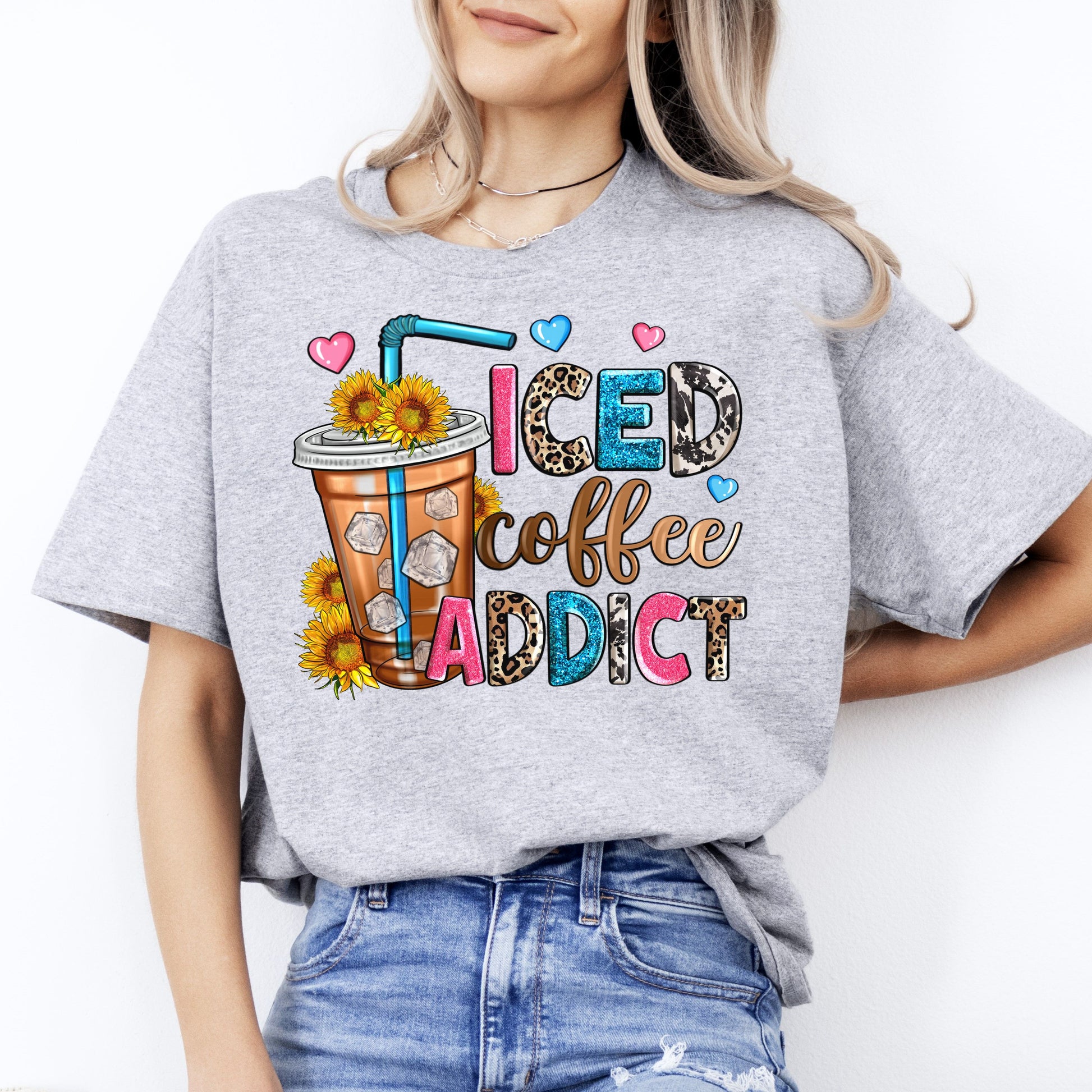 Iced coffee addict T-Shirt Iced coffee lover Unisex Tee Sand White Sport Grey-Sport Grey-Family-Gift-Planet