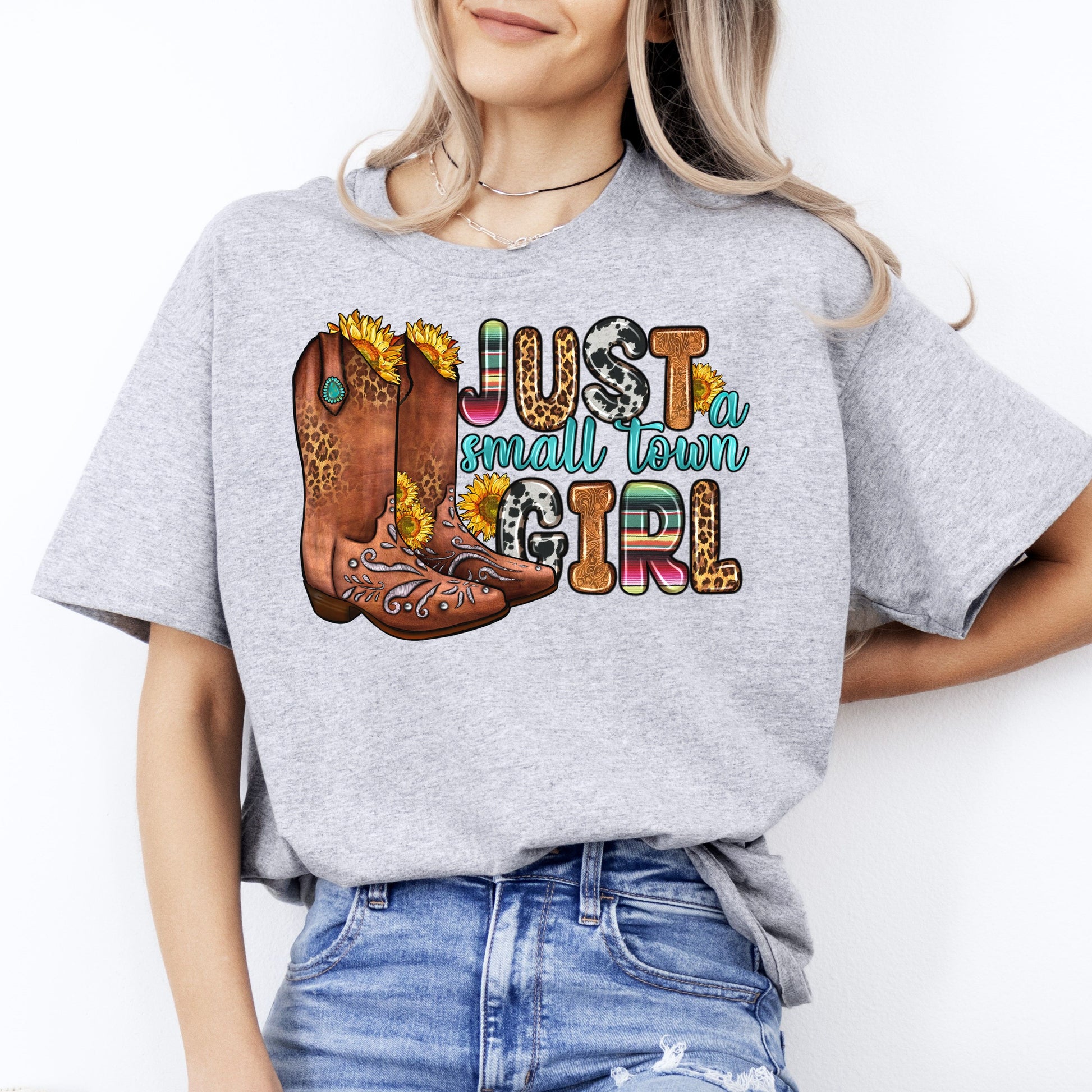 Just a small town girl T-Shirt gift Texas Western girl Unisex tee Sand White Sport Grey-Sport Grey-Family-Gift-Planet