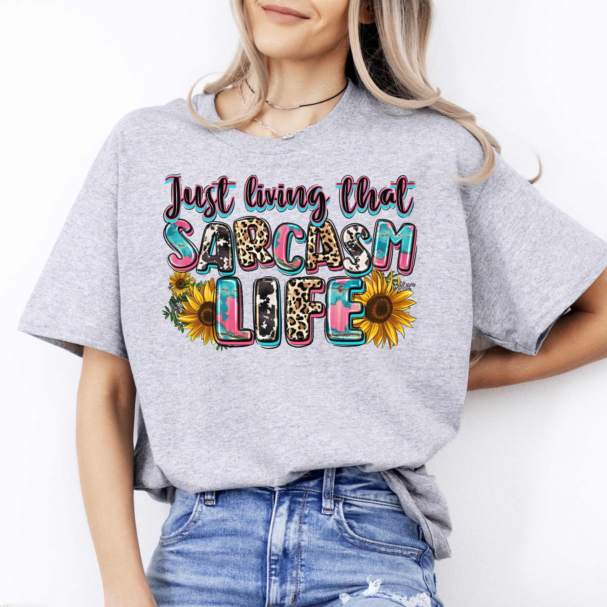 Just living that sarcasm life T-Shirt gift sarcastic Unisex tee Sand White Sport Grey-Sport Grey-Family-Gift-Planet