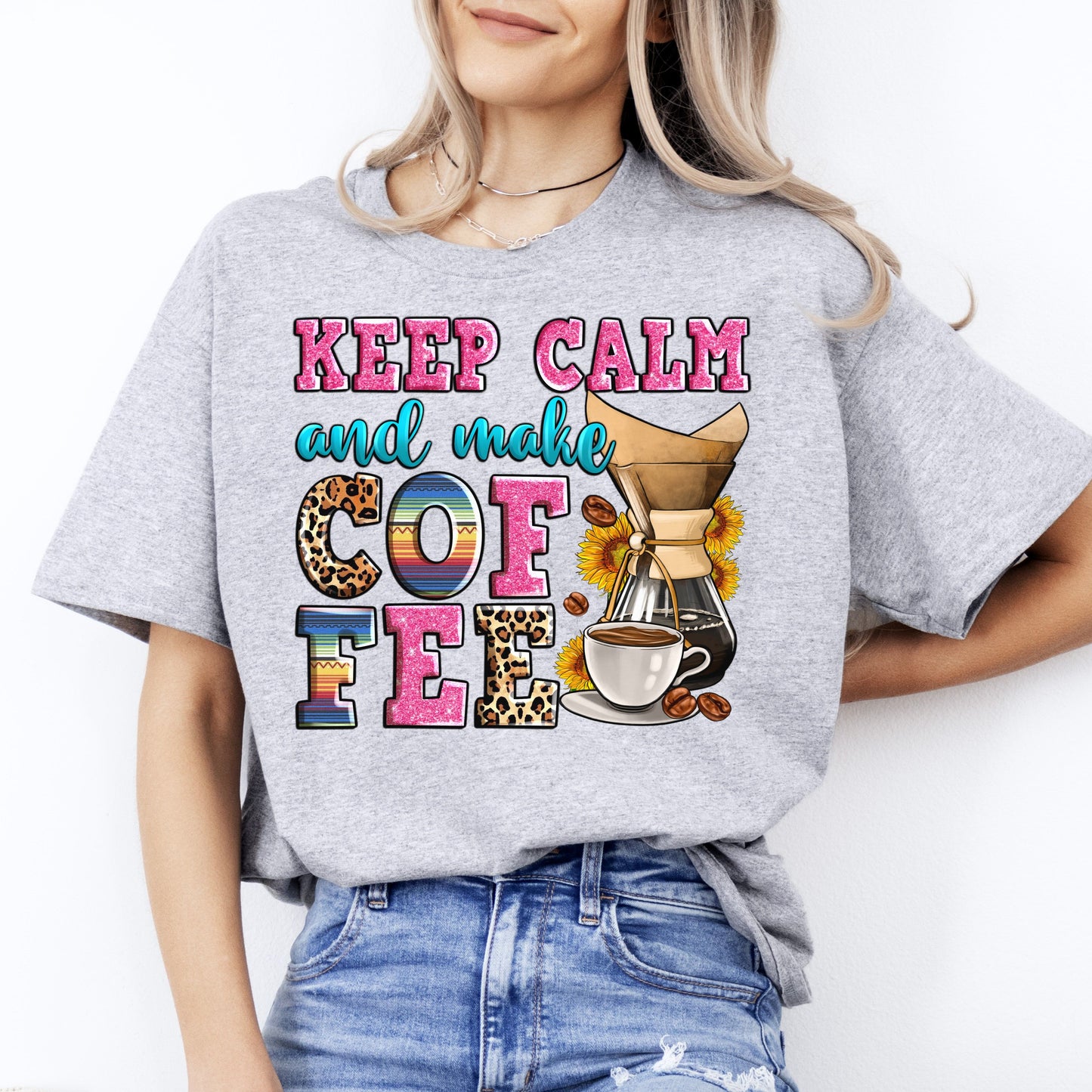 Keep calm and make coffee T-Shirt gift Coffee lover Unisex tee Sand White Sport Grey-Sport Grey-Family-Gift-Planet