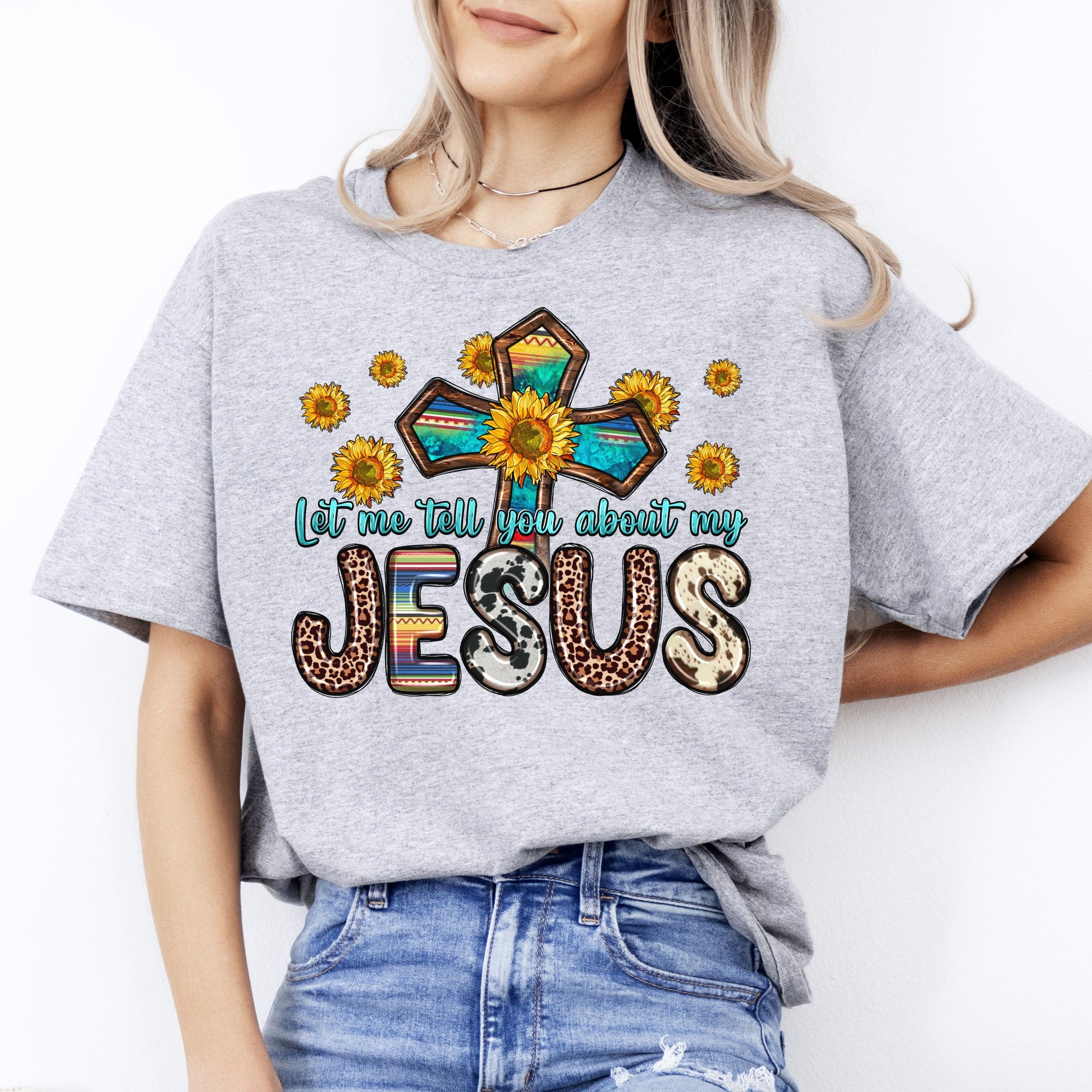 Let me tell you about my Jesus T-Shirt gift Western Christian cross Unisex Tee Sand White Sport Grey-Sport Grey-Family-Gift-Planet