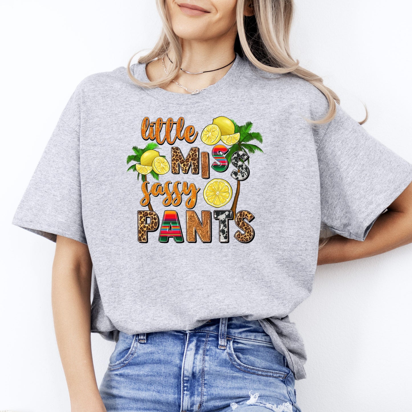 Little miss sassy pants T-Shirt gift Palm beach lemons Unisex Tee Sand White Sport Grey-Sport Grey-Family-Gift-Planet