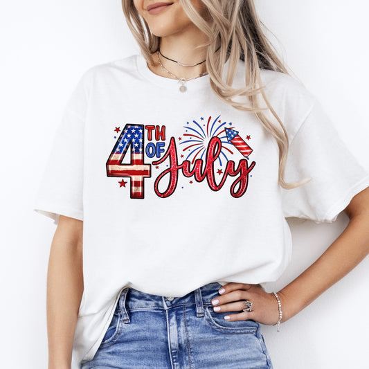 4th of July T-Shirt American flag Fourth of July celebration Unisex tee White Sand Grey-White-Family-Gift-Planet
