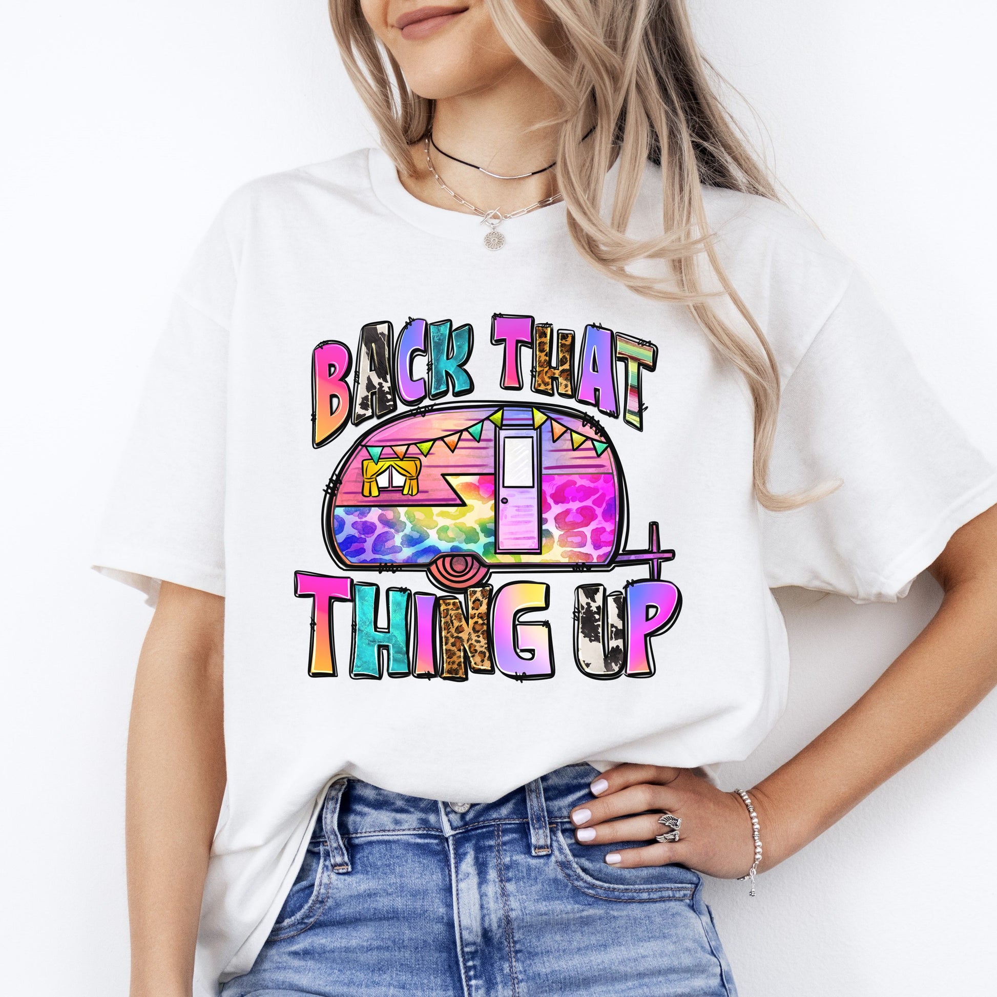 Back that thing up T-Shirt colorful camp camper Unisex tee Sand White Sport Grey-White-Family-Gift-Planet