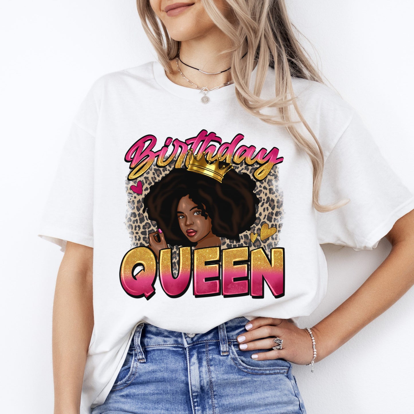 Birthday Queen T-Shirt Birthday party queen leopard skin Unisex tee Sand White Sport Grey-White-Family-Gift-Planet