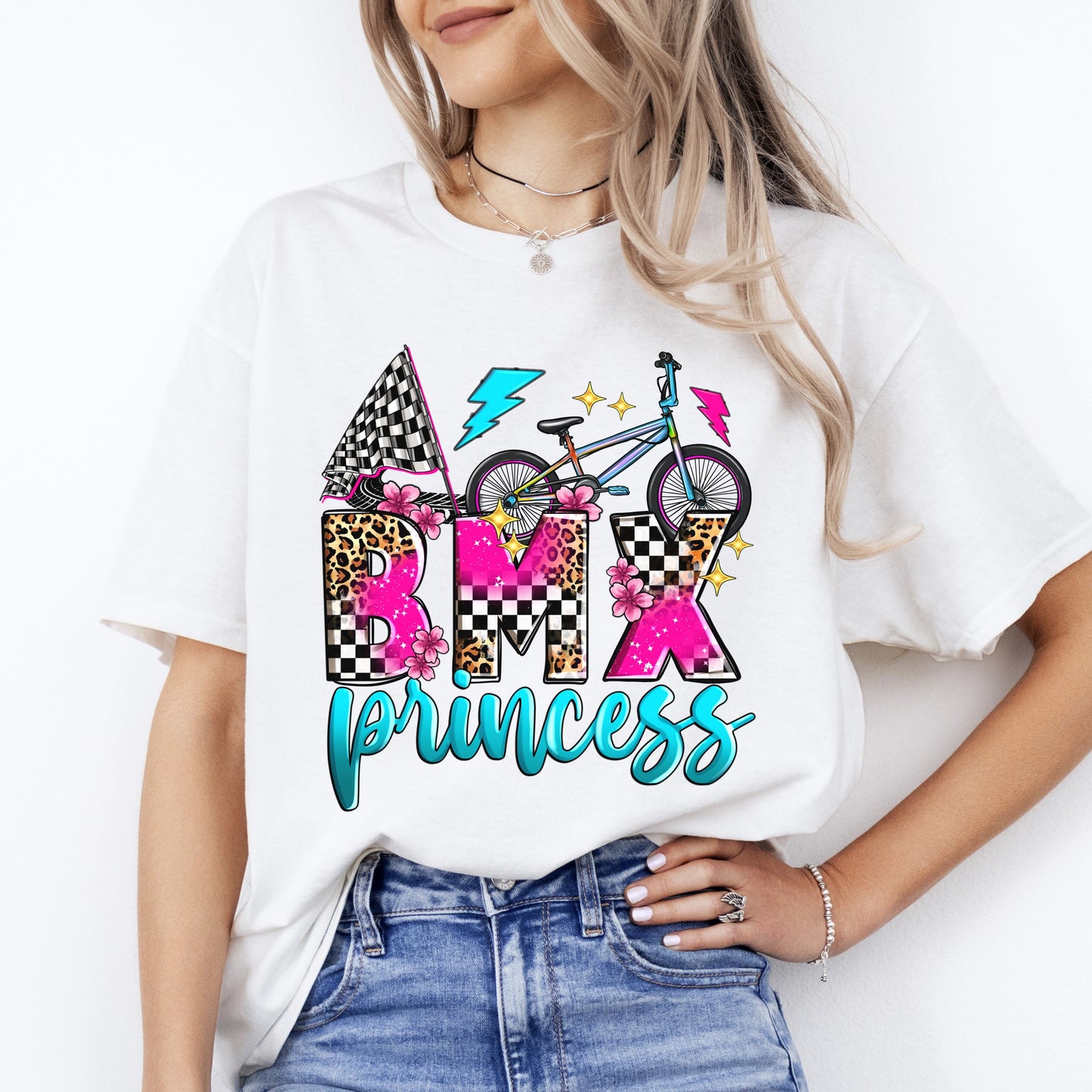 BMX Princess T-Shirt Bicycle race princess Unisex tee Sand White Sport Grey-White-Family-Gift-Planet