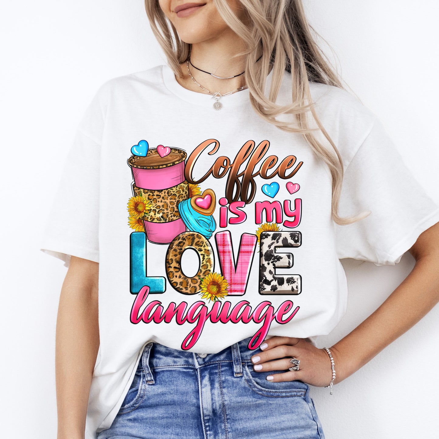 Coffee is my love language T-Shirt Barista coffee lover Unisex tee White Sand Sport Grey-White-Family-Gift-Planet