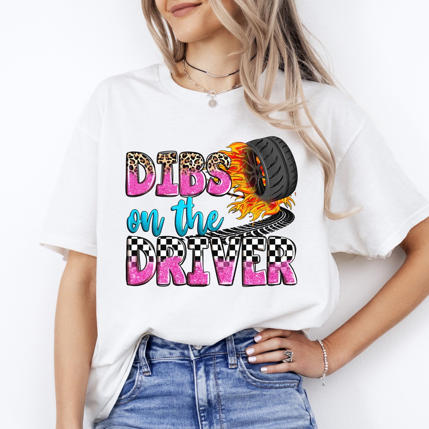 Dibs on the driver T-Shirt gift Racer wife truck driver girlfriend Unisex Tee Sand White Sport Grey-White-Family-Gift-Planet