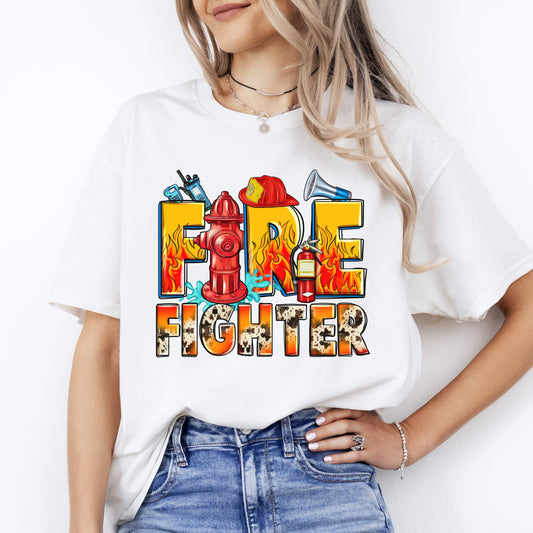 Firefighter T-Shirt gift Essential Fire Fighter wife Unisex tee Sand White Sport Grey-White-Family-Gift-Planet