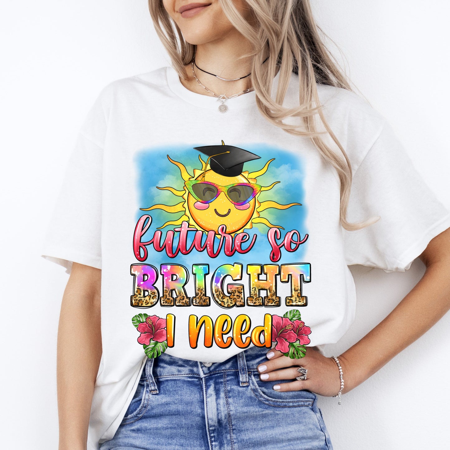 Graduation T-Shirt Future so bright i need Summer sunshine gift Unisex tee Sand White Sport Grey-White-Family-Gift-Planet