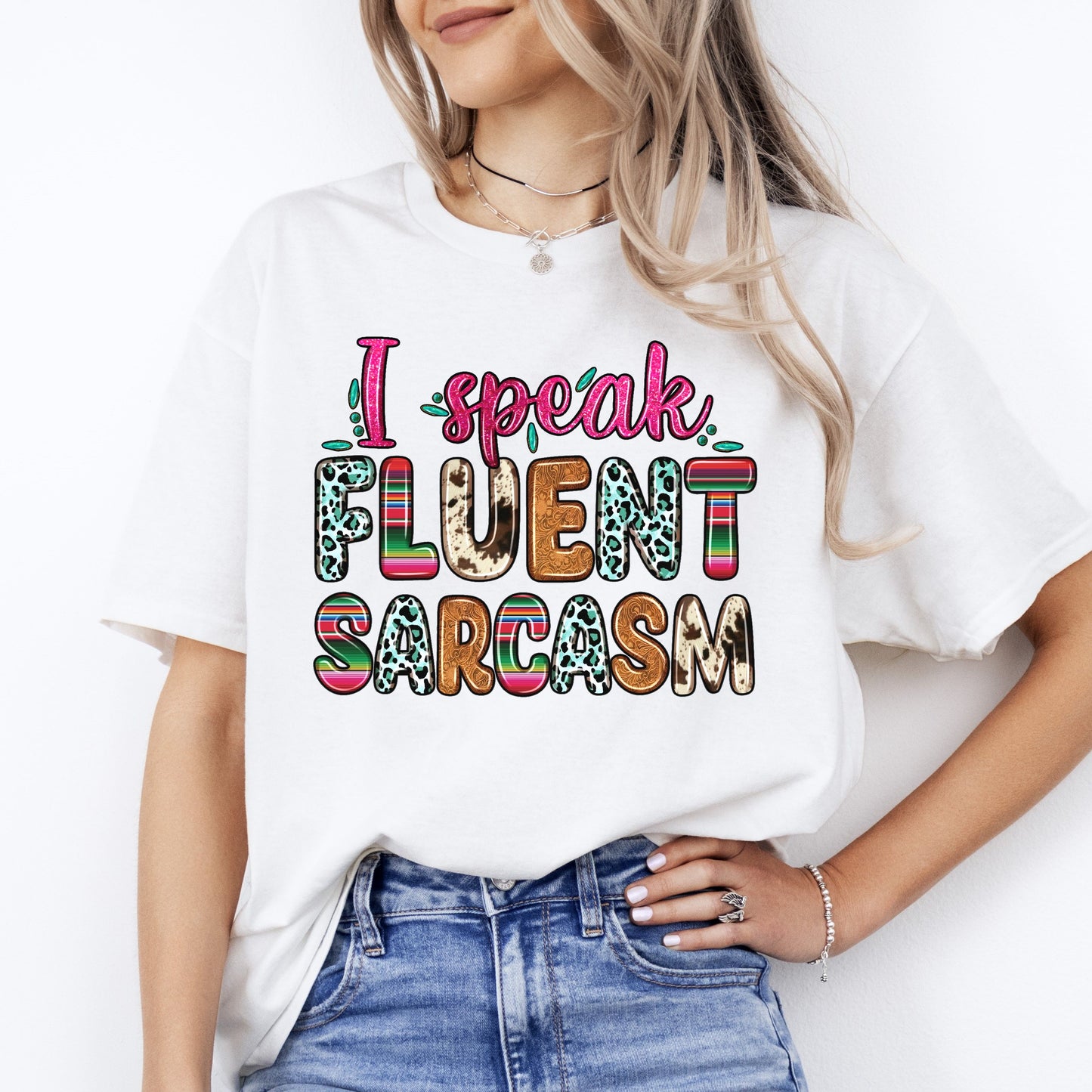 I speak fluent sarcasm T-Shirt Sarcastic Unisex Tee Sand White Sport Grey-White-Family-Gift-Planet